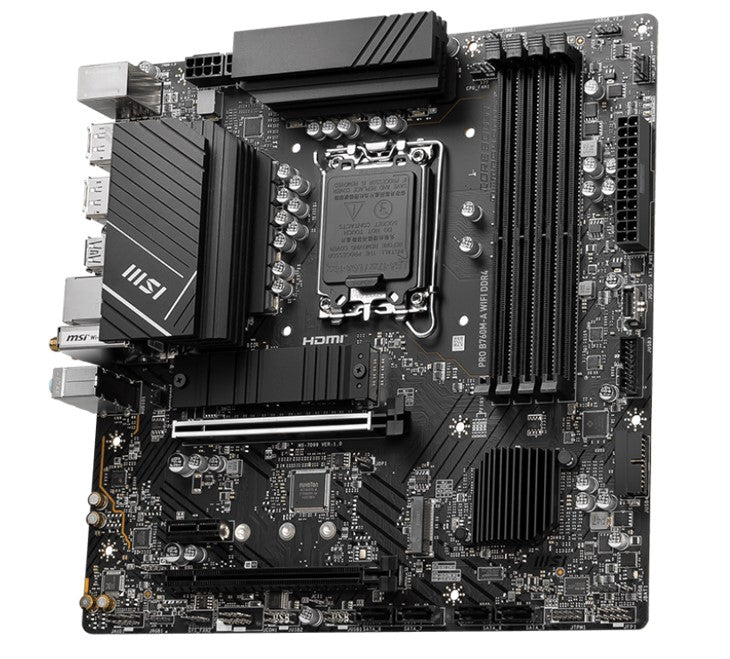 MSI PRO B760M-A Wi-Fi DDR4 mATX Motherboard - 4x DDR4~128GB - 2x PCI-E x 16