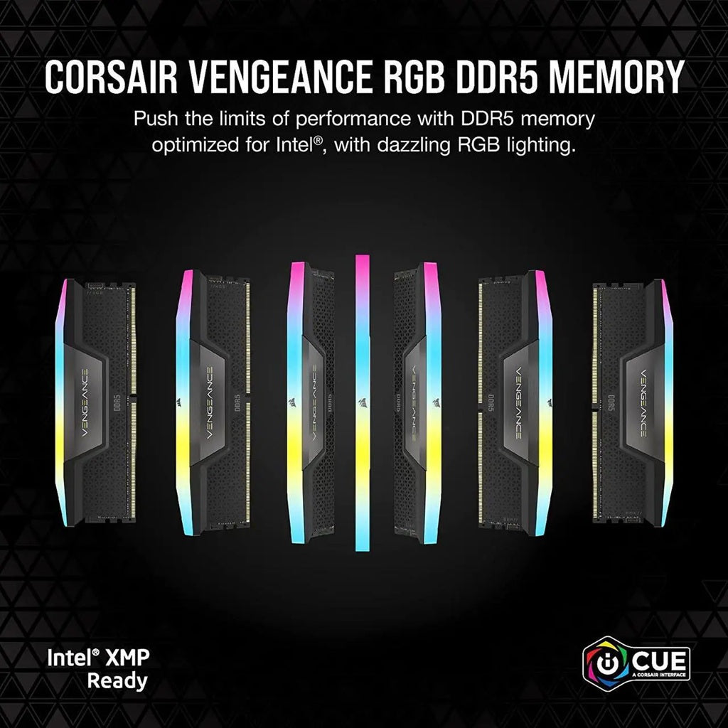 Corsair Vengeance RGB DDR5 16GB (2 x 8GB) DDR5 5200 CL40-40-40-77 1.25V Intel XMP & AMD EXPO - GREY, 288-pin DIMM, RGB, iCUE