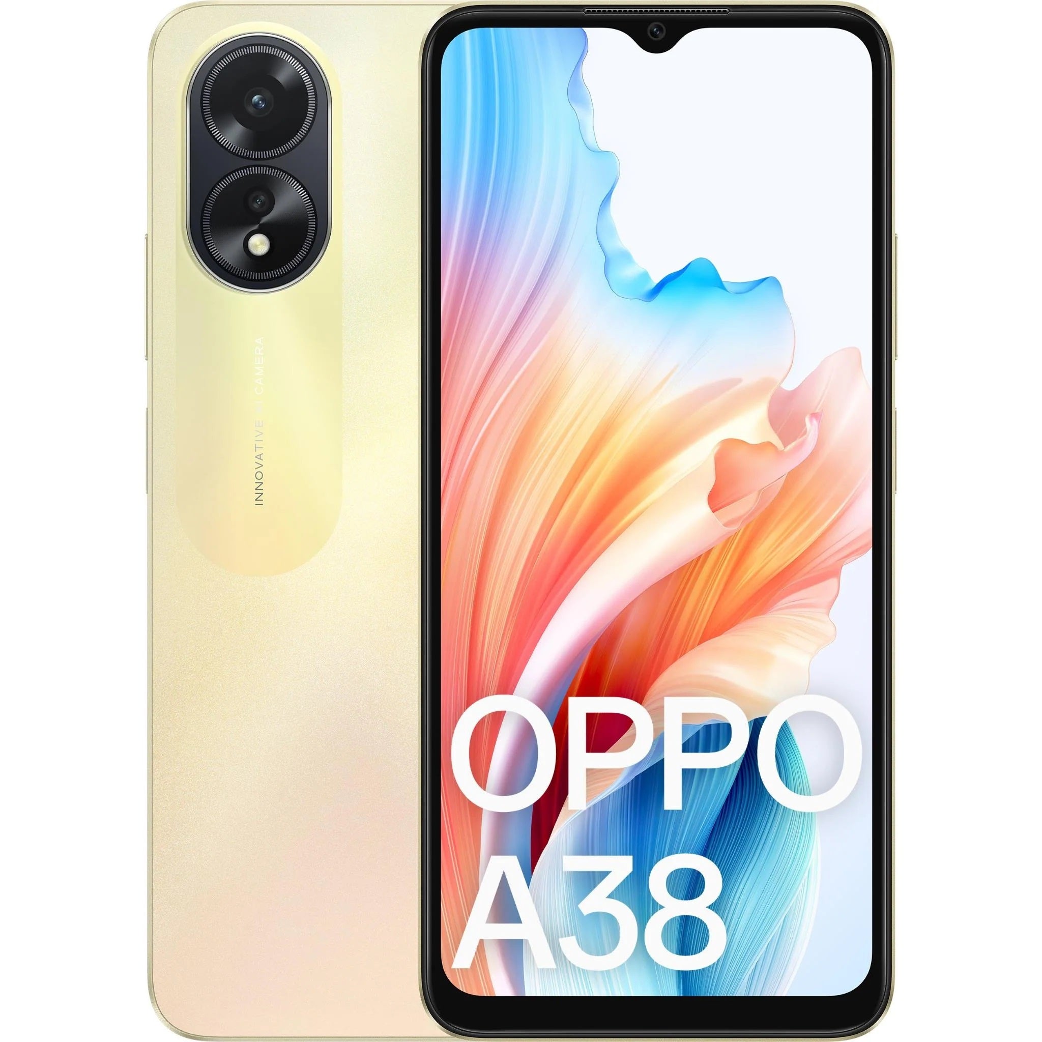 OPPO A38 4G 128GB - Glowing Gold (CPH2579AU Gold), 6.56', HD+, 90Hz, 4GB/128GB, 50MP/5MP, Dual SIM, 5000mAh, 2 Year Warranty