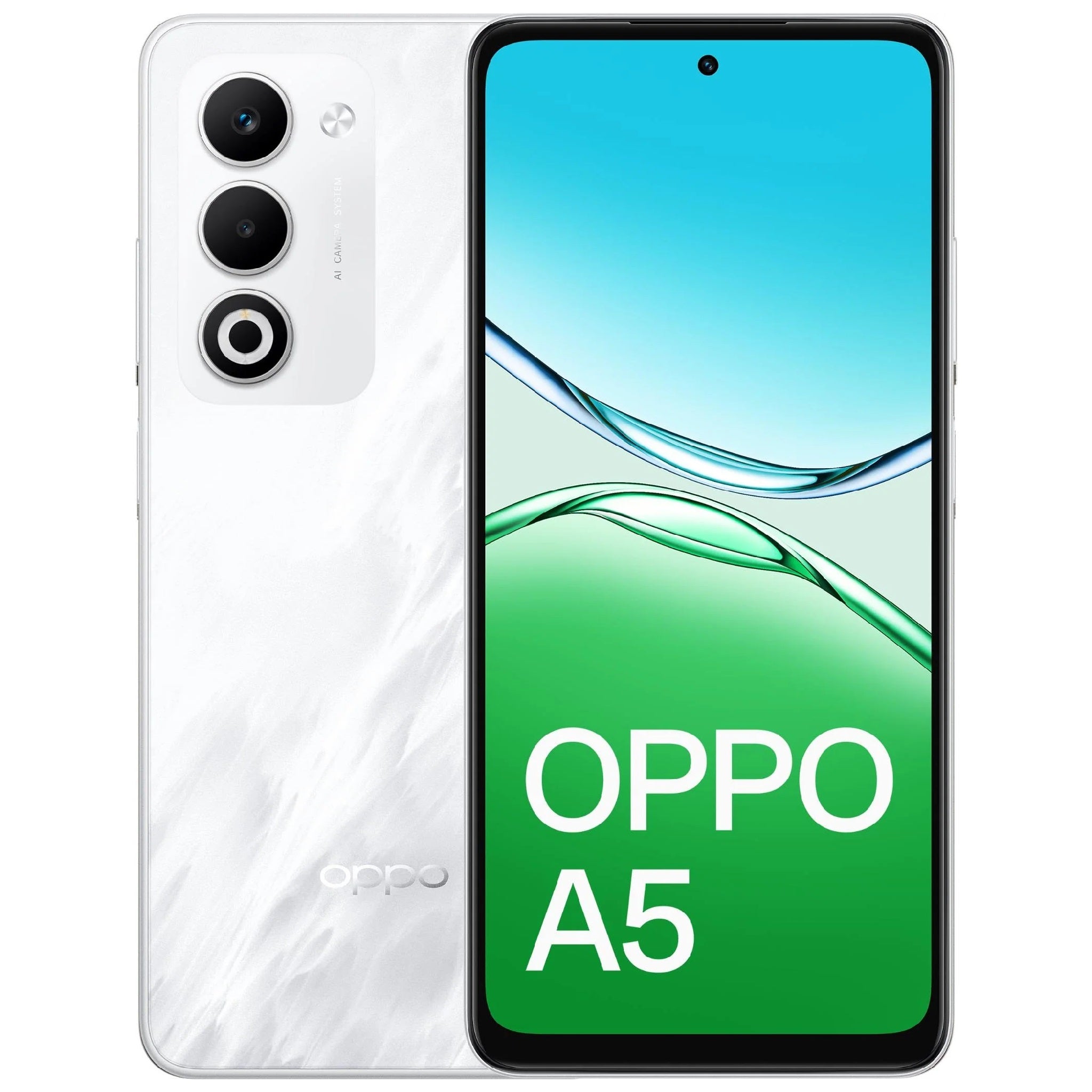 OPPO A5 4G 128GB - White (CPH2727AU WHITE), 6.67', HD+, 120Hz, 6GB/128GB, 50MP/5MP, Dual SIM, 6000mAh,IP65, 2 Years Warranty