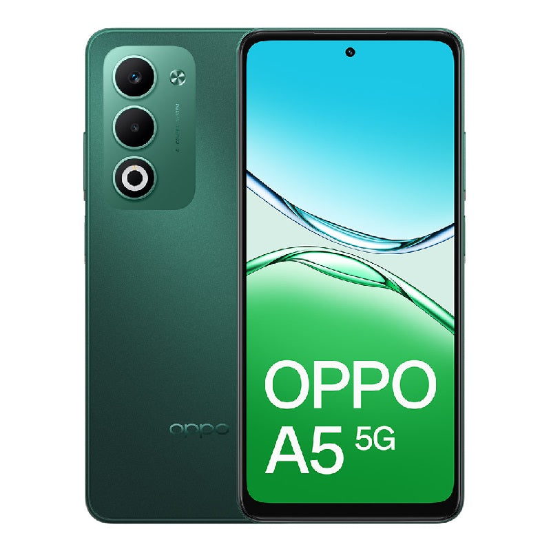 OPPO A5 5G 128GB - Aurora Green (CPH2735AU Green), 6.67', HD+, 120Hz, 4G/128GB, 50MP/8MP, Dual SIM, 6000mAh,IP65, 2 Years Warranty
