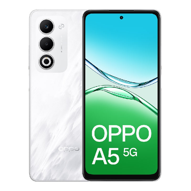 OPPO A5 5G 128GB - Mist White (CPH2735AU White), 6.67', HD+, 120Hz, 4GB/128GB, 50MP/8MP, Dual SIM, 6000mAh,IP65, 2 Years Warranty
