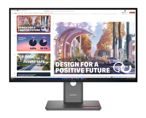 Lenovo ThinkVision P27QD-40 27' QHD pixels Monitor IPS 2560x1440 16:9 Height Adjustable Tilt Swivel Anti-GlarE DP HDMI USB-C Hub RJ45 LAN Black 3YR