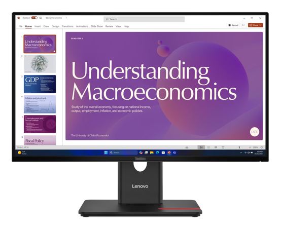 Lenovo ThinkVision T24D-40 23.8'/24' 120Hz FHD IPS Monitor USB-C Dock 1920x1080 Height Adjust Tilt Swivel Pivot Daisy Chain HDMI DP LAN 4xUSB Hub VESA