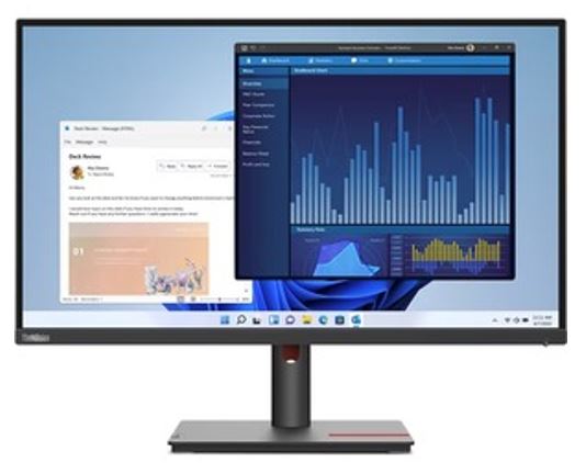 Lenovo ThinkVision T27P-30 27' UHD USB-C Dock Monitor 4K 3840x2160 16:9 Height Adjustable Tilt Swivel Pivot DP HDMI USB-C 3xUSB3.2 Hub 3yr