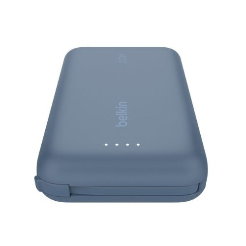 Belkin BoostCharge 10K Power Bank with Integrated 20W USB-C Cable (5.7 cm) â€“ Blue, 2Ã— USB-C (20W), $2,500 CEW, 2-Year Warranty