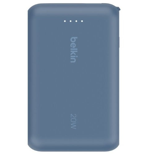 Belkin BoostCharge 10K Power Bank with Integrated 20W USB-C Cable (5.7 cm) â€“ Blue, 2Ã— USB-C (20W), $2,500 CEW, 2-Year Warranty