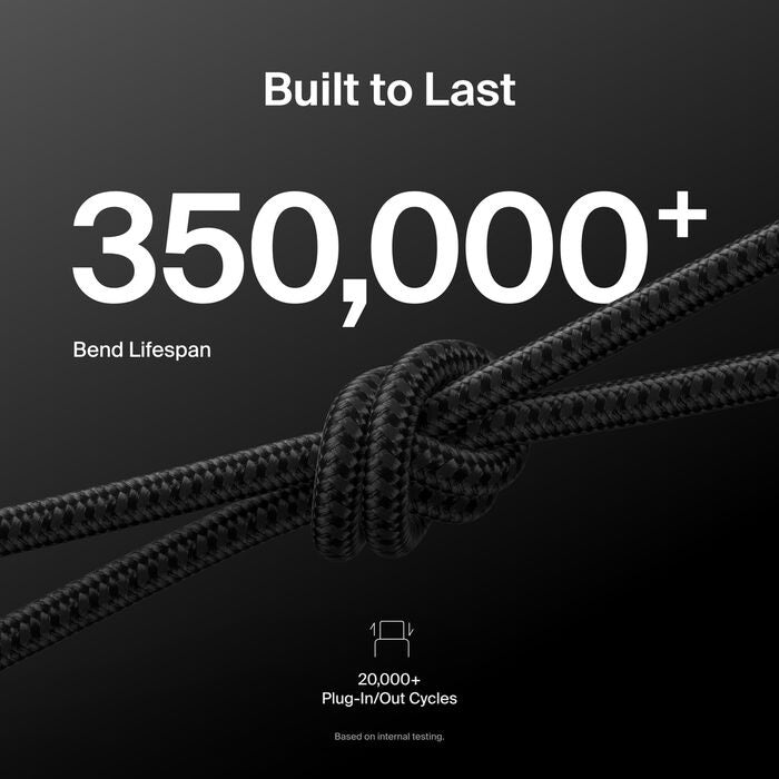 Belkin BoostCharge Pro Braided Lightning to USB-A Cable (2 m) â€“ Black, 2.4A/15W, 480 Mbps, 350K Bends, MFi-Certified, 2-Year Warranty