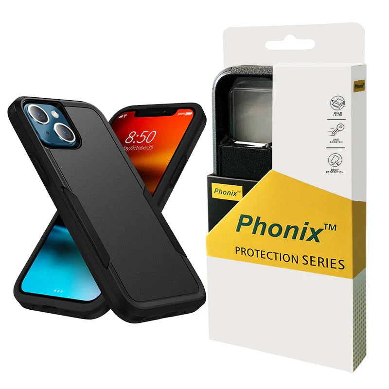 Phonix Samsung Galaxy A05s (6.7') Armor Light Case Black - Two Tough Layers, Port Covers, No Slip Grippy Edges, Durable, Rugged, Sleek, Pocket Fit