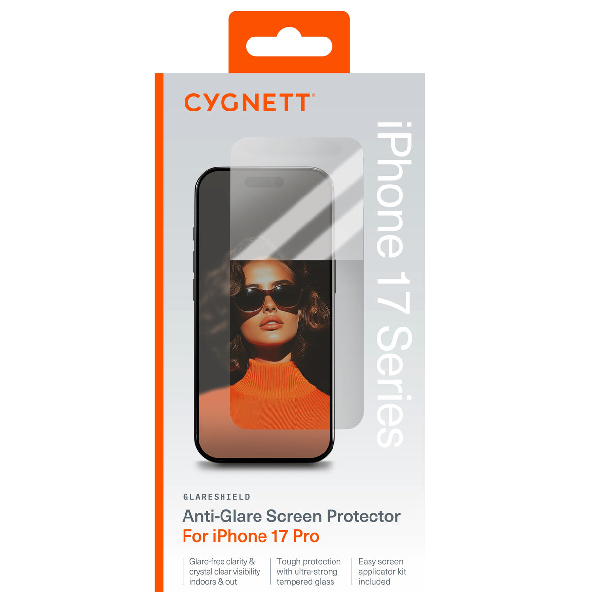 Cygnett GlareShield Apple iPhone 17 Pro (6.3') Tempered Glass Screen Protector - (CY5531CPTGL), DropProof, Touch Sensitivity, 2 Years Warranty