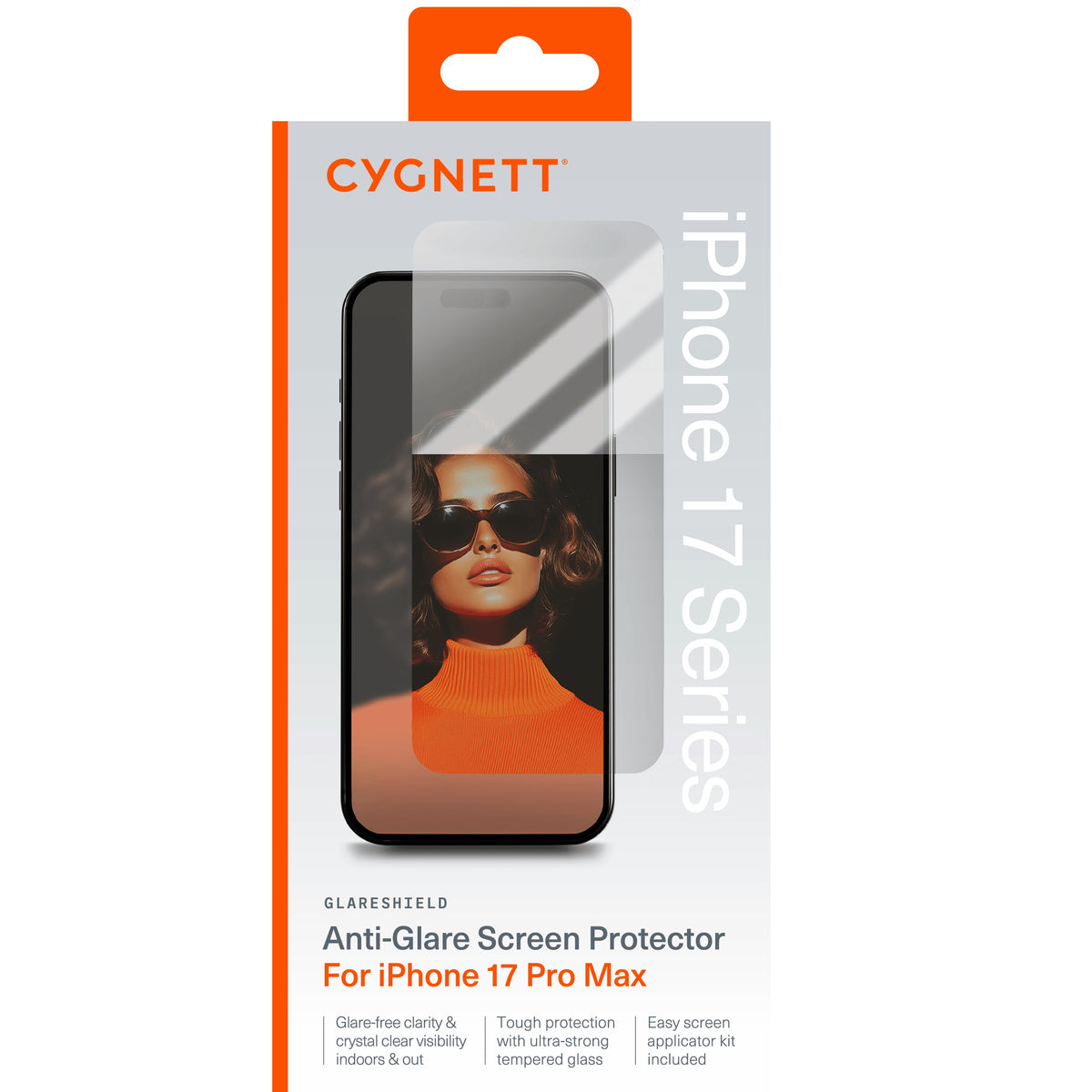Cygnett GlareShield Apple iPhone 17 Pro Max (6.9') Tempered Glass Screen Protector - (CY5532CPTGL), DropProof, Touch Sensitivity, 2 Years Warranty
