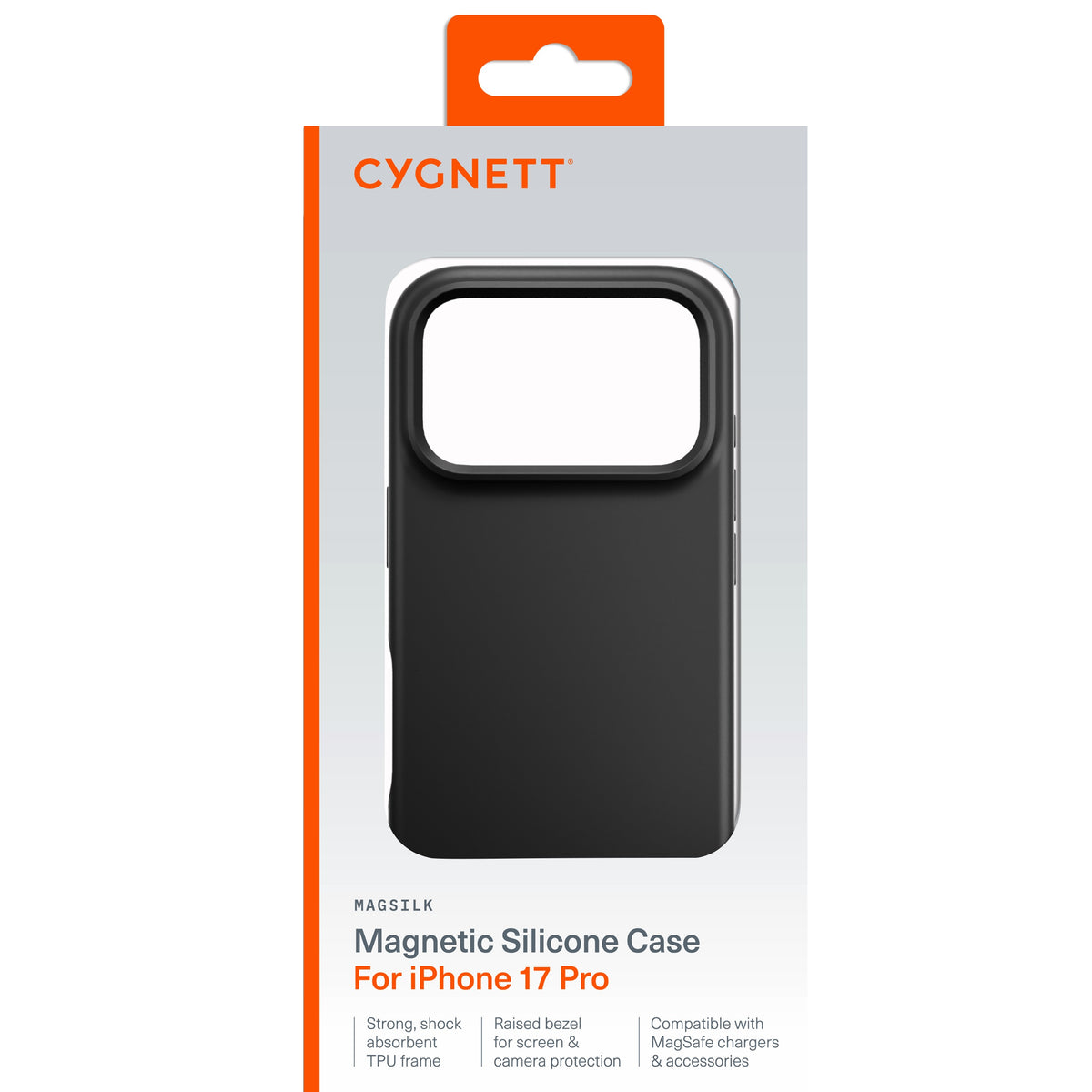 Cygnett MagSilk Apple iPhone 17 Pro (6.3') Magnetic Silicone Case - Black (CY5558CPMAS), TPU Frame, Anti-Yellowing, UV Resistance, 2 Years Warranty