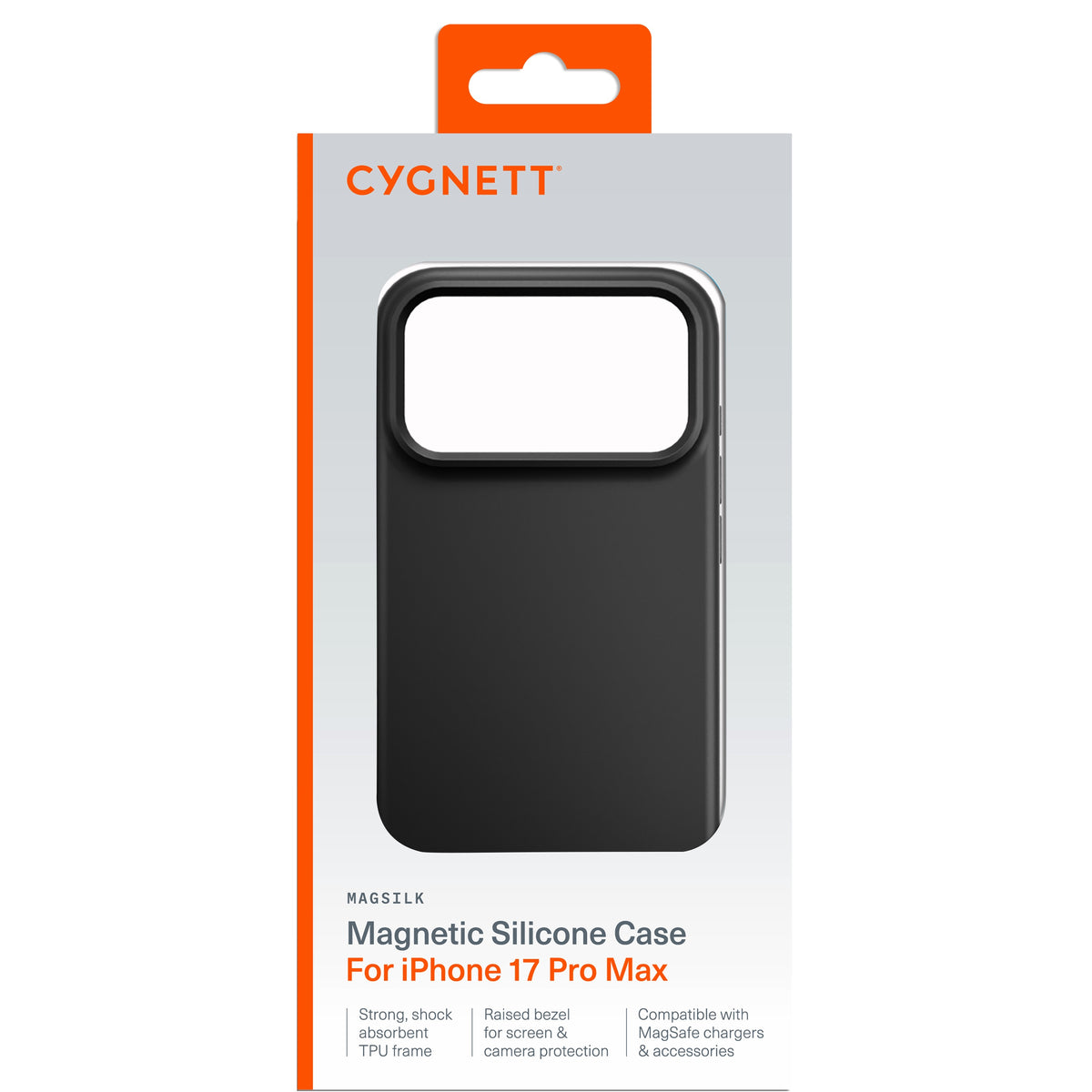 Cygnett MagSilk Apple iPhone 17 Pro Max (6.9') Magnetic Silicone Case - Black (CY5559CPMAS), TPU Frame, Anti-Yellowing,UV Resistance,2 Years Warranty