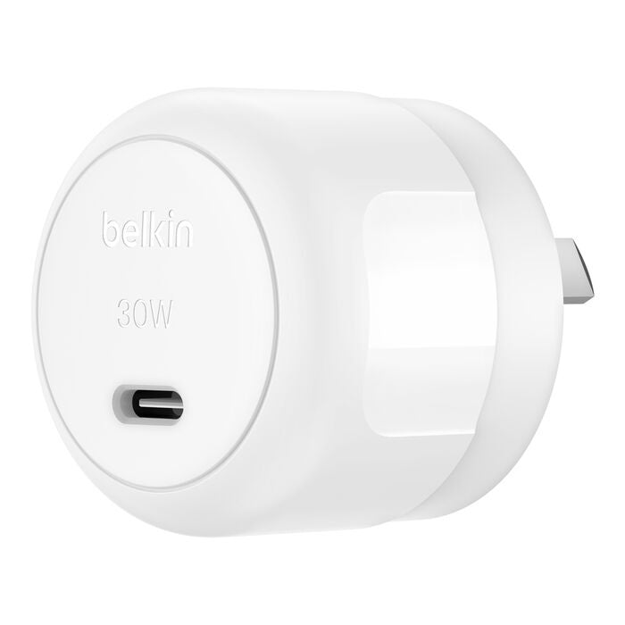 Belkin BoostCharge Compact 30W USB-C (Pd 3.1) Wall Charger + USB-C to Lightning Cable â€“ White, Apple, 2-Year Warranty