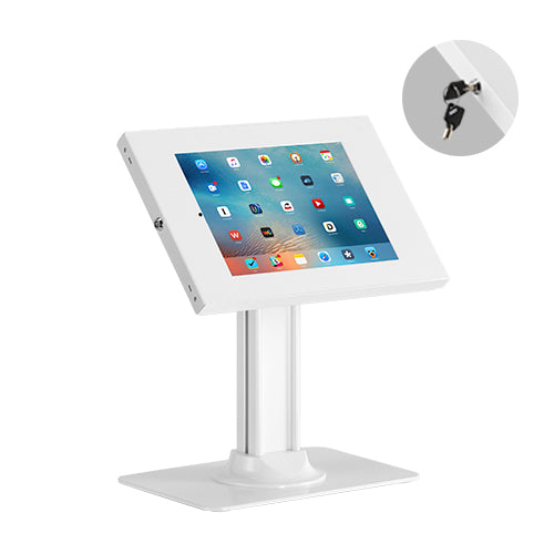 Brateck Anti-Theft Countertop Tablet Holder with Bolt Down Base Fit most  9.7' to 11' tablets - White 300x200x469mm, Anti-theft Lock with a Key
