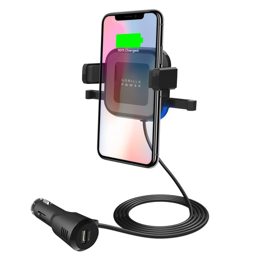 mbeat Gorilla Power 10W Wireless Car Charger with 2.4A USB Charging, Air Vent Clip & Windshield Stand Black  Package  Weight:  283g