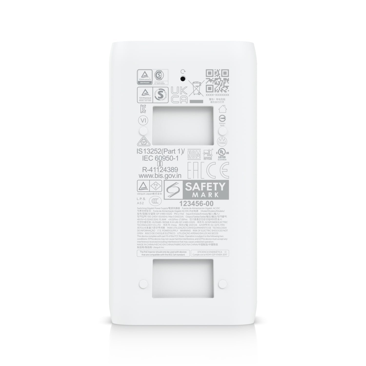 Ubiquiti U-POE PoE 802.11AF Adapter Up to 15W of PoE Output RJ45 Data Input AC Cable With Earth