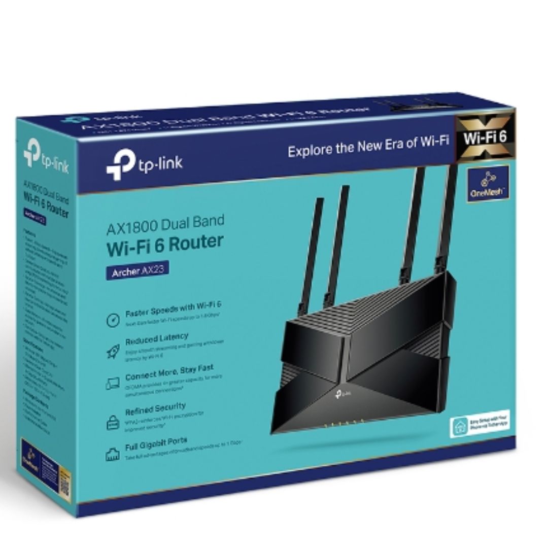 TP-Link Archer AX1800 AX1800 Dual-Band Wi-Fi 6 Router, 574 Mbps at 2.4 GHz + 1201 Mbps at 5 GHz, Dual-Core CPU, — Gigabit WAN Port Gigabit LAN P