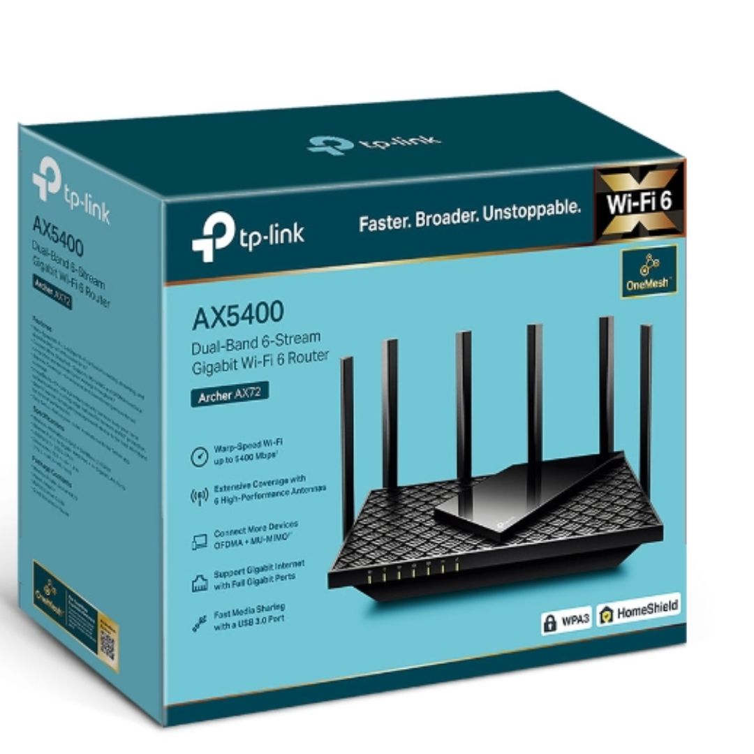 TP-Link Archer AX55 Pro AX3000 Dual-Band Wi-Fi 6 Router,  574 Mbps at 2.4 GHz + 2402 Mbps at 5 GHz  , 4Ã— Antennas,1Ã— 2.5 Gbps WAN/LAN Port + 1Ã— Gigabi
