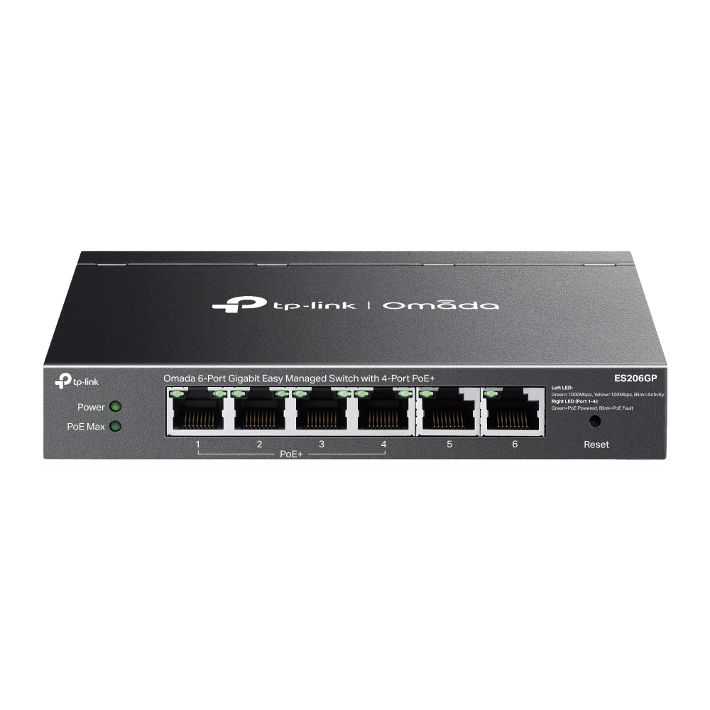 TP-Link ES206GP Omada 6-Port Gigabit Easy Managed Switch with 4-Port PoE+, Fast PoE, Perpetual PoE, Flow Control, Loopback Detection, Port Isolation,
