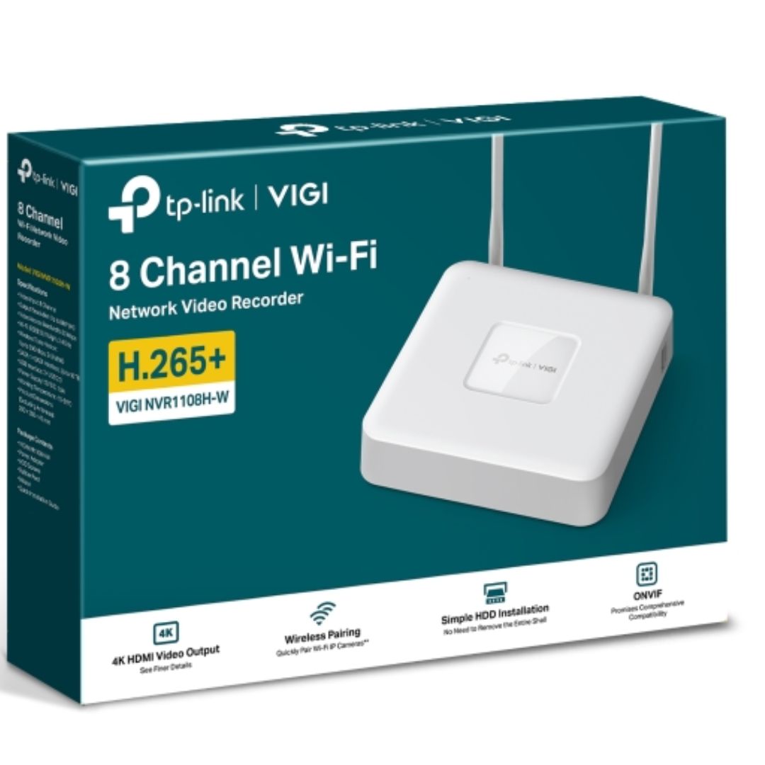TP-Link VIGI NVR1108H-W 8 Channel Wi-Fi Network Video Recorder, 4K HDMI Outputã€16MP Decoding Capacityã€RX/TX-80Mbps/60Mbpsã€8-Channel Simultaneous