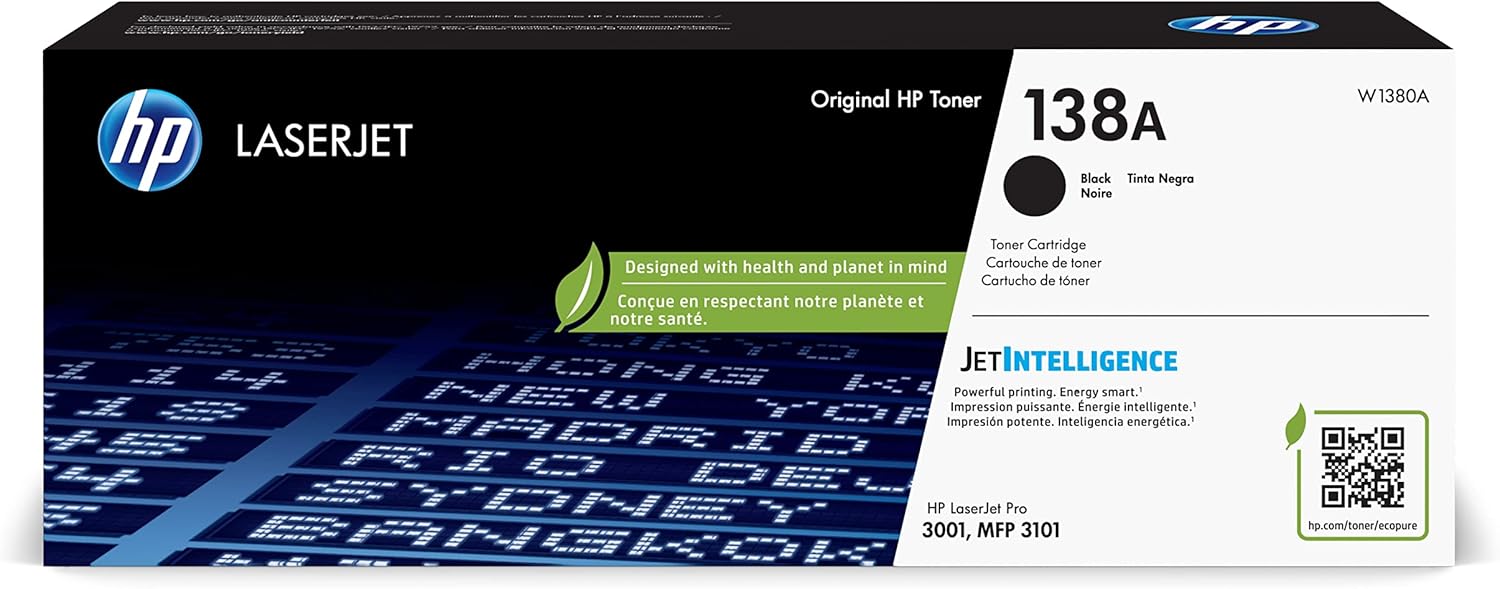 HP 138A Black Toner Cartridge for LaserJet Pro 3001dwe, 3001dw, MFP 3101fdwe, 3101fdw | W1380A