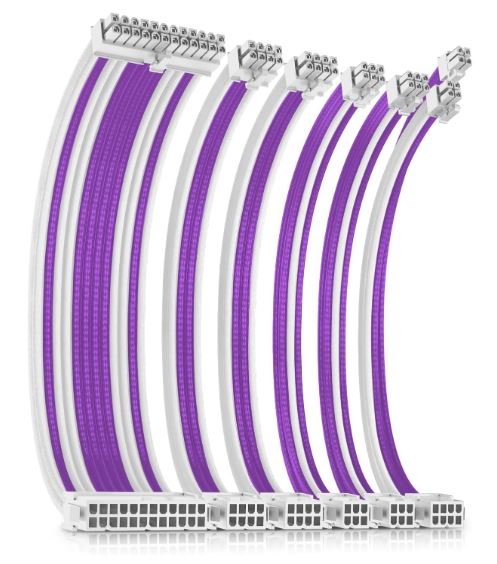 Antec Sleeved Extension Cable Kit V2 Purple/White for Standard PSU with 24-Pin ATX, 4+4 EPS, 8-Pin PCIe & 6-Pin PCIe