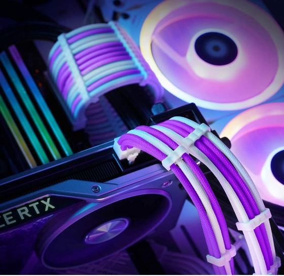 Antec Sleeved Extension Cable Kit V2 Purple/White for Standard PSU with 24-Pin ATX, 4+4 EPS, 8-Pin PCIe & 6-Pin PCIe