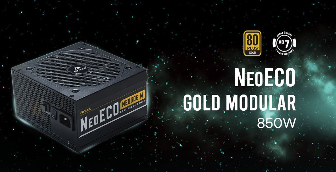 Antec NE 850w 80+ Gold, Fully-Modular, LLC DC, 1x EPS 8PIN, 120mm Silent Zero RPM, Japanese Caps, ATX Power Supply, PSU, 600w PCI-E 5.0 rdy, 7yr Wty