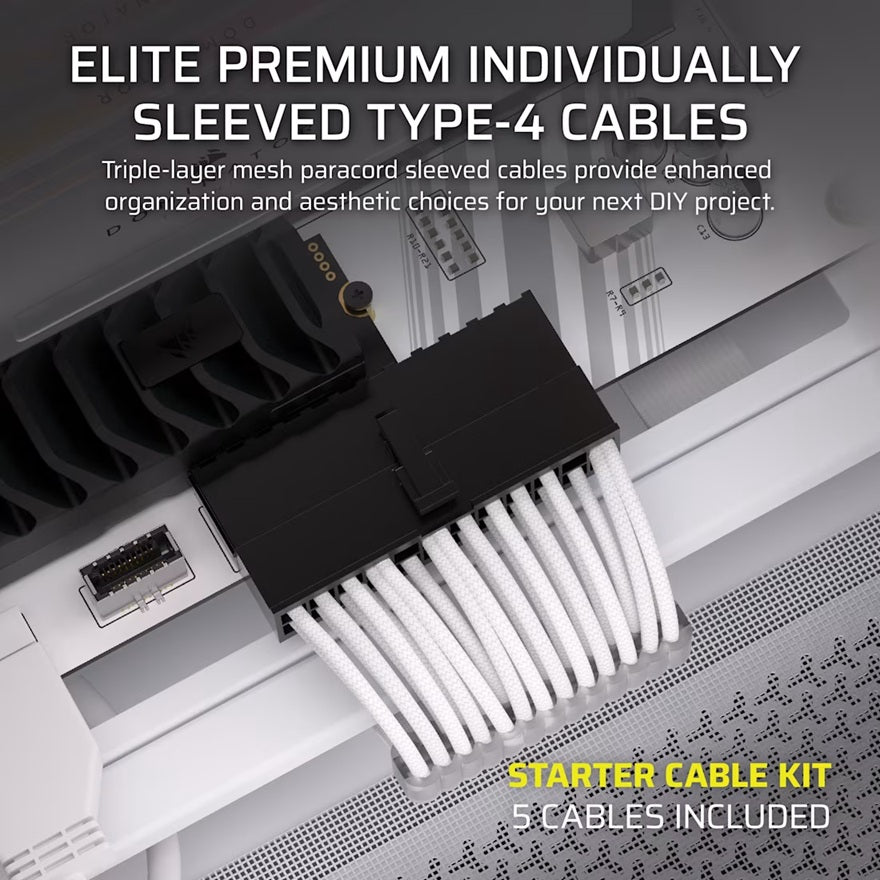 Corsair PSU - Elite Premium Individually Sleeved Type-4 PSU Cables Starter Kit - White