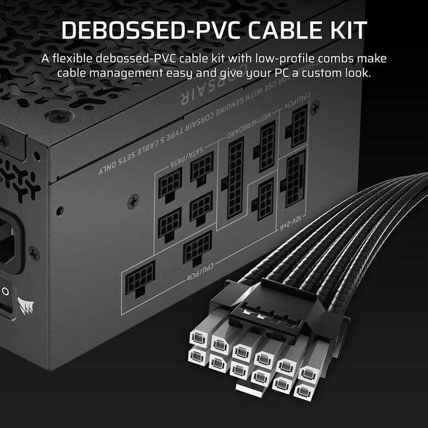 Corsair RM1000x SHIFT Fully Modular ATX Power Supply (AU), 1000W, ATX 3.1, Gold efficiency, FDB 140mm fan, fully modular, zero RPM, 10yr warranty