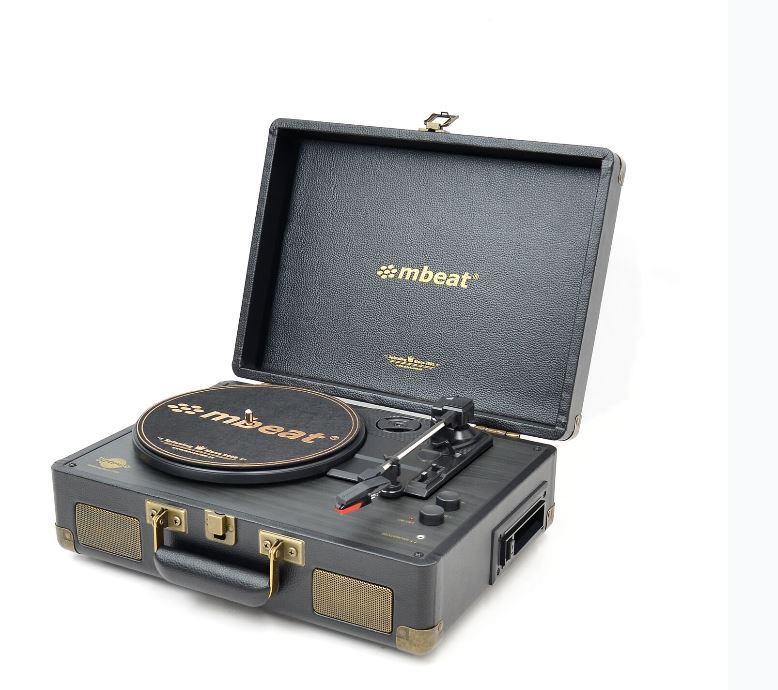 mbeat Uptown Retro Bluetooth 3-in-1 AudioTurntable &  Cassette Player, Bluetooth Streaming, 33/45 RPM Vinyls and Cassette, 3.5mm Audio,RCA Audio