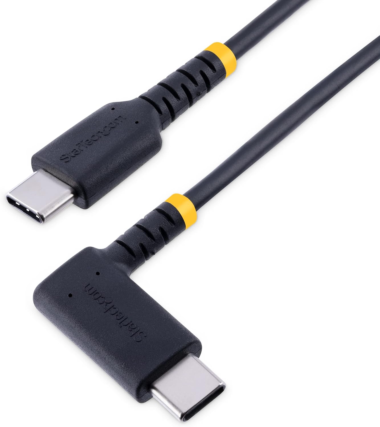 StarTech Rugged USB 2.0 C to Right Angle C Cable, Black, 15 cm Length
