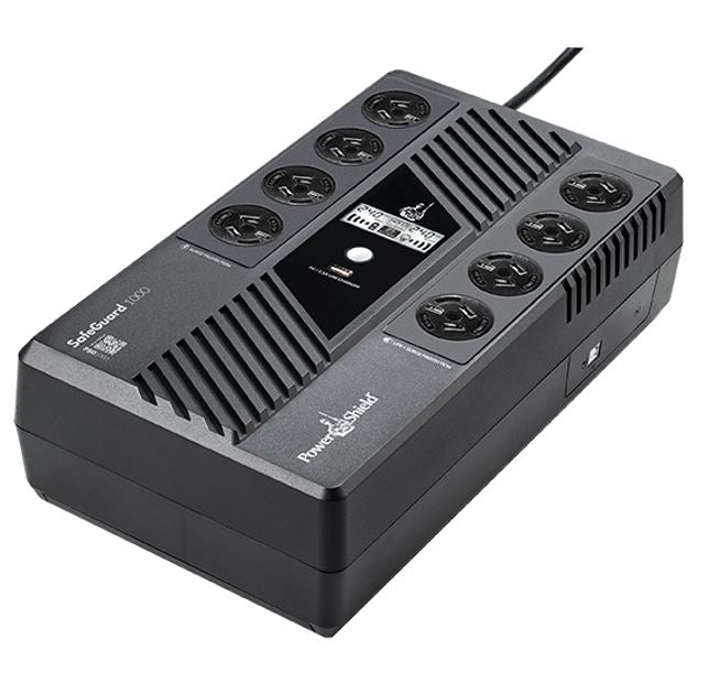 PowerShield SafeGuard 1000VA/600W Line Interactive, Powerboard Style UPS with AVR, 8 AUS sockets, wall mountable, 2-year warranty