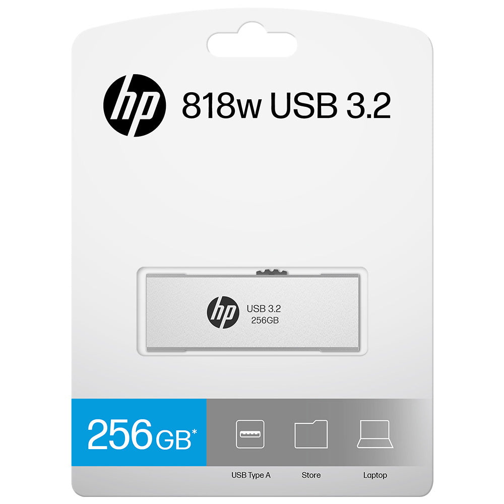 HP x818w 256GB USB3.2 Flash Drive Silver, PCBA 3.2 Read Performance  up to 100 MB/s