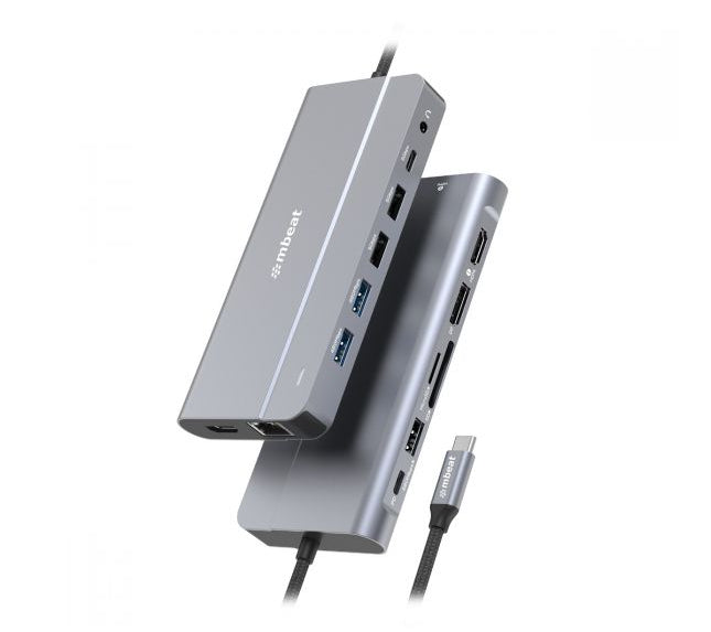 mbeat Elite X14 Triple 4K Display Multi-Port USB-C Hub USB-C 3.2 Gen 2 Ã— 1, Supports USB-C DisplayPort 1.4 (DP-Alt Mode)  HDMI 2.0 Version Ã— 2, Max.