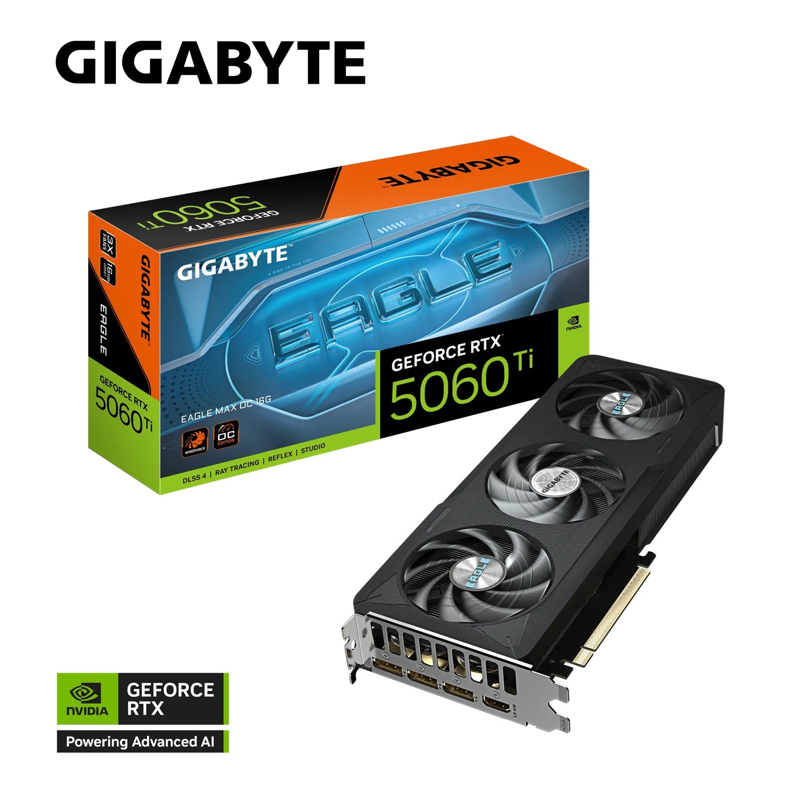 Gigabyte GeForce RTX 5060 Ti EAGLE MAX OC 16G, 2617 MHz, CUDA 4608, 28 Gbps, GDDR7, 128 bit, PCI-E 5.0, PSU 650W, DisplayPort 2.1b *3 HDMI 2.1b *1