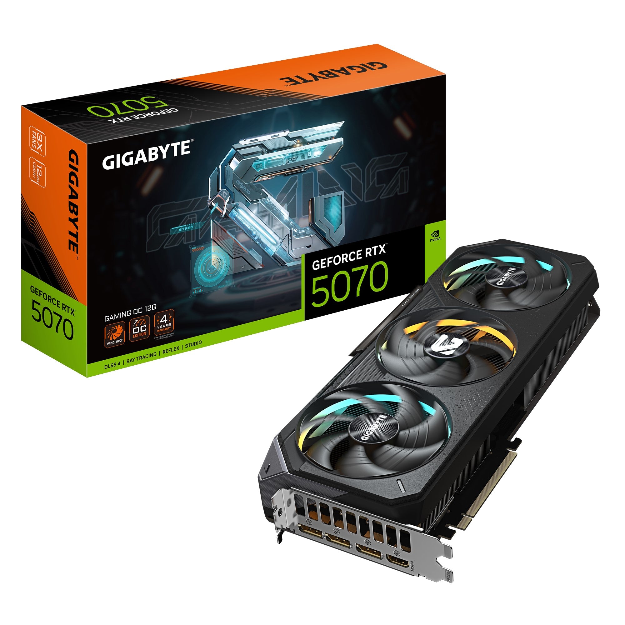 Gigabyte GeForce RTX 5070 GAMING OC 12G, 2625 MHz, CUDA  6144, 28 Gbps, GDDR7, 192 bit, PCI-E 5.0, ATX, PSU 750W, DisplayPort 2.1b *3 HDMI 2.1b *1