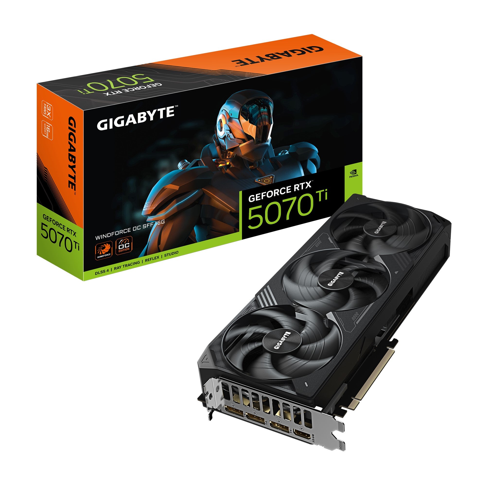 Gigabyte GeForce RTX 5070 Ti WINDFORCE OC SFF 16G, 2497 MHz,  CUDA 8960, 28 Gbps, GDDR7, 256 bit, PCI-E 5.0, PSU 750W,DisplayPort 2.1b HDMI 2.1b x1