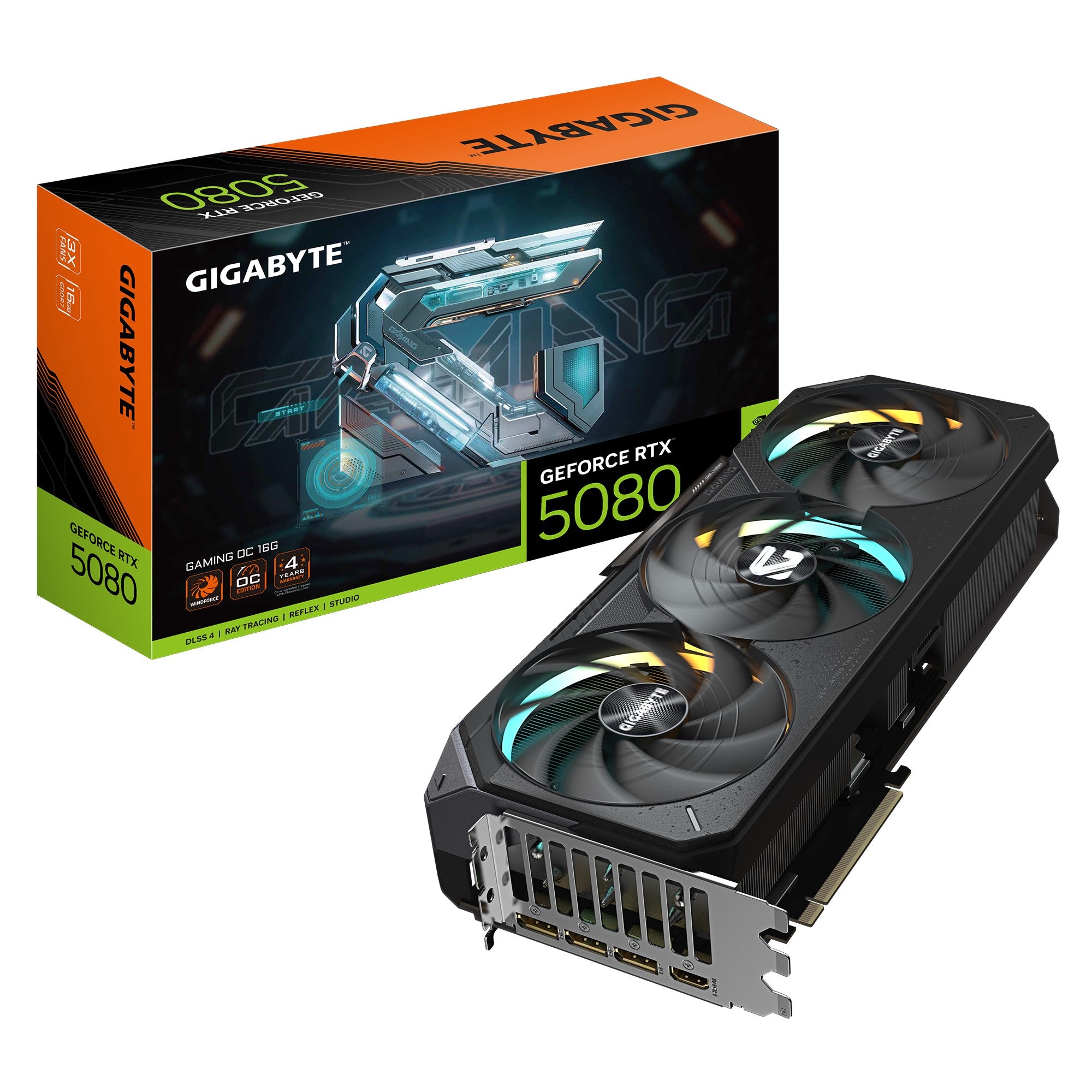 Gigabyte GeForce RTX 5080 GAMING OC 16G, 2730 MHz, CUDA 10752, 30 Gbps, GDDR7, 256 bit, PCI-E 5.0, PSU 850W, DisplayPort 2.1b x3 HDMI 2.1b x1
