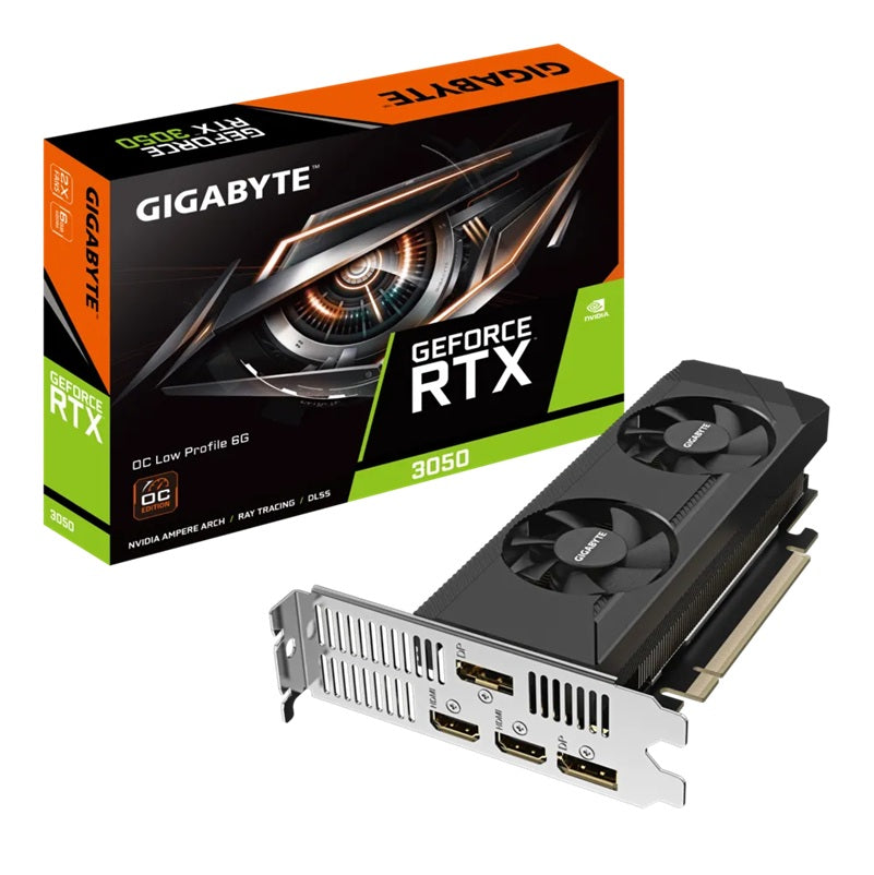 Gigabyte GeForce RTX 3050 OC Low Profile 6G, 1477 MHz, CUDA 2304, 14000 MHZ, GDDR6, 96 bit, PCI-E 4.0, PSU 300W, DP1.4a*2 HDMI 2.1*2