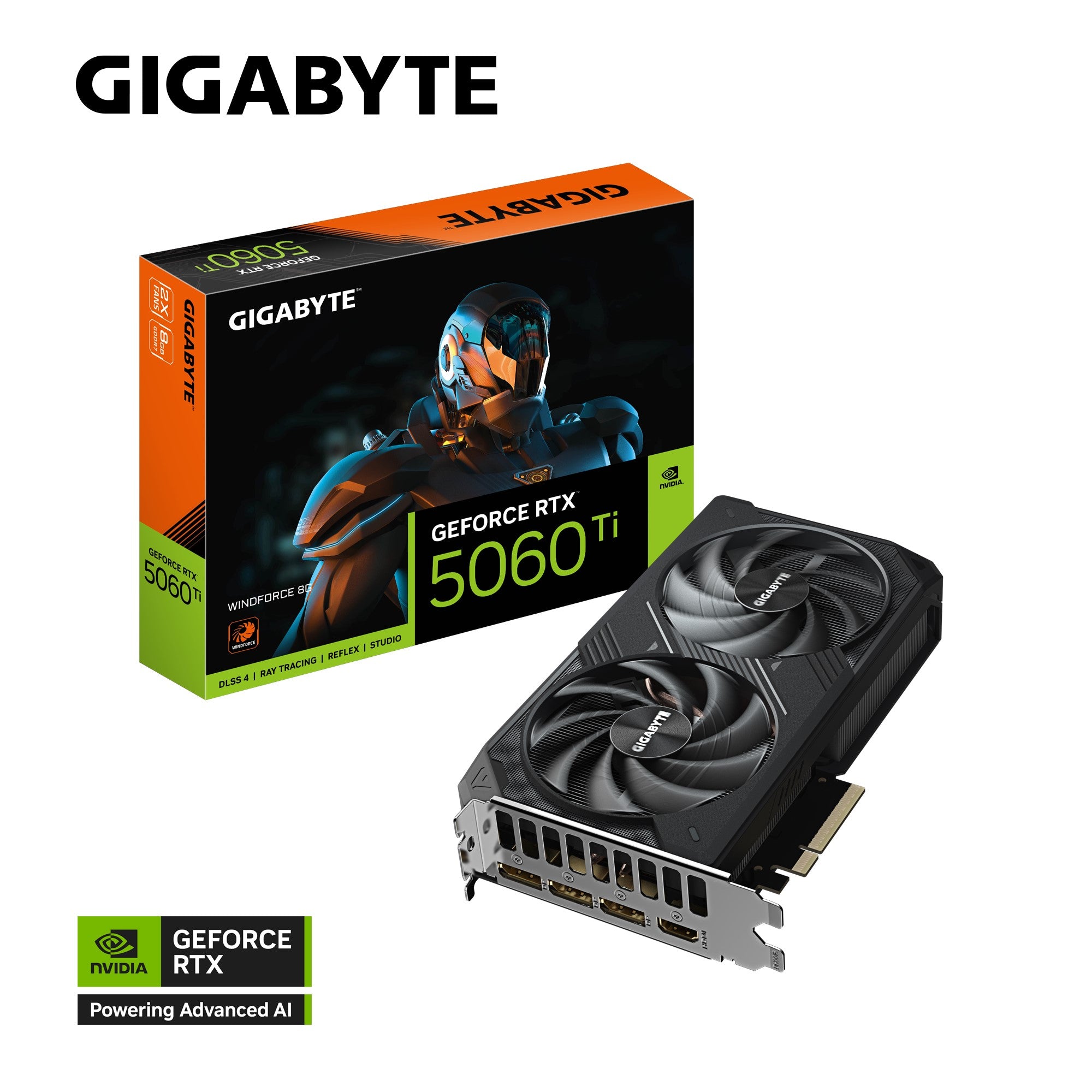 Gigabyte GeForce RTX 5060 Ti WINDFORCE 8G, 2572 MHz, CUDA TBD, 28 Gbps, GDDR7, 128 bit, PCI-E 5.0, PSU 650W, DisplayPort 2.1b *3 HDMI 2.1b *1