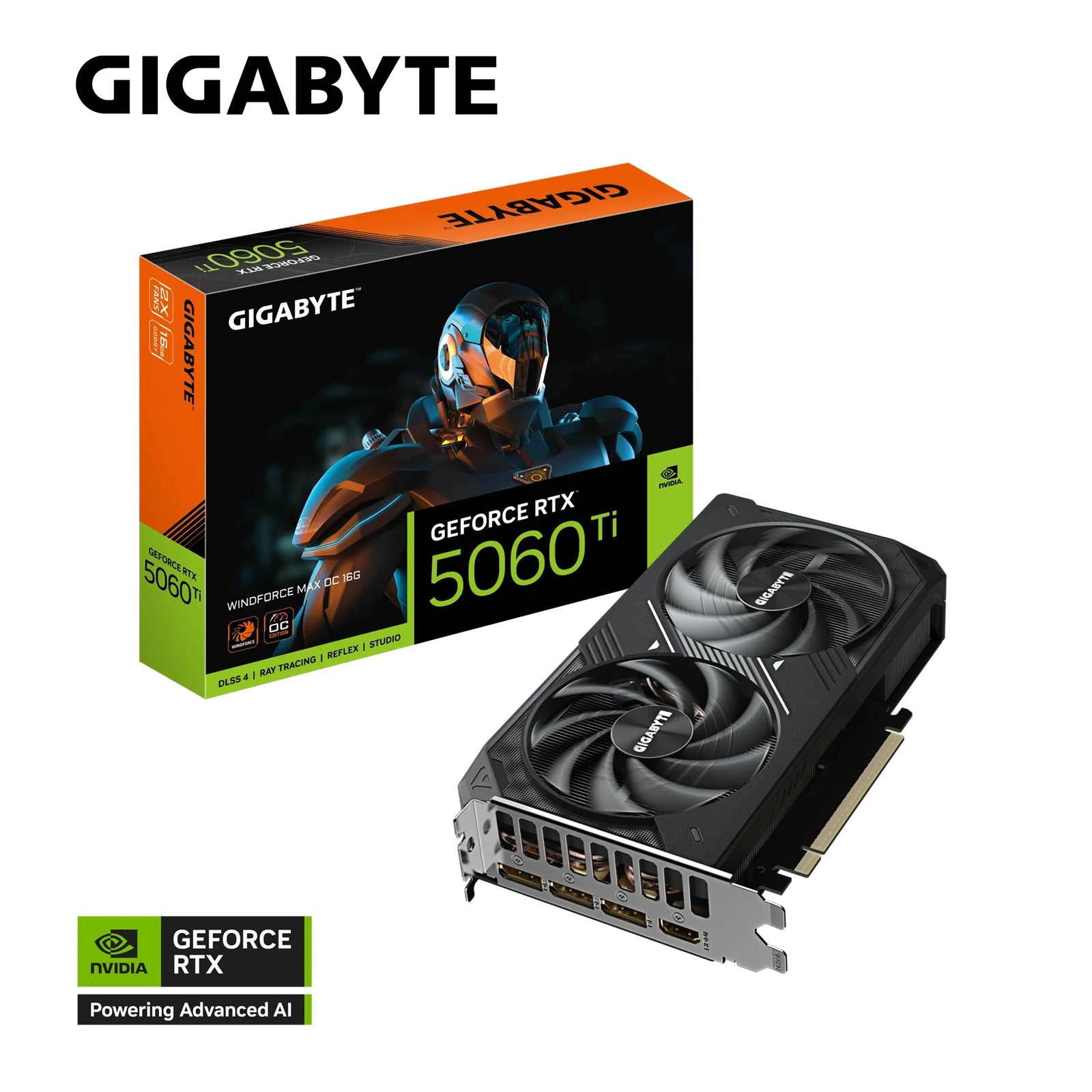 Gigabyte GeForce RTX 5060 Ti WINDFORCE MAX OC 16G, 2587 MHz, CUDA 4608, 28 Gbps, GDDR7, 128 bit, PCI-E 5.0, PSU 650W, DisplayPort 2.1b *3 HDMI 2.1b *1