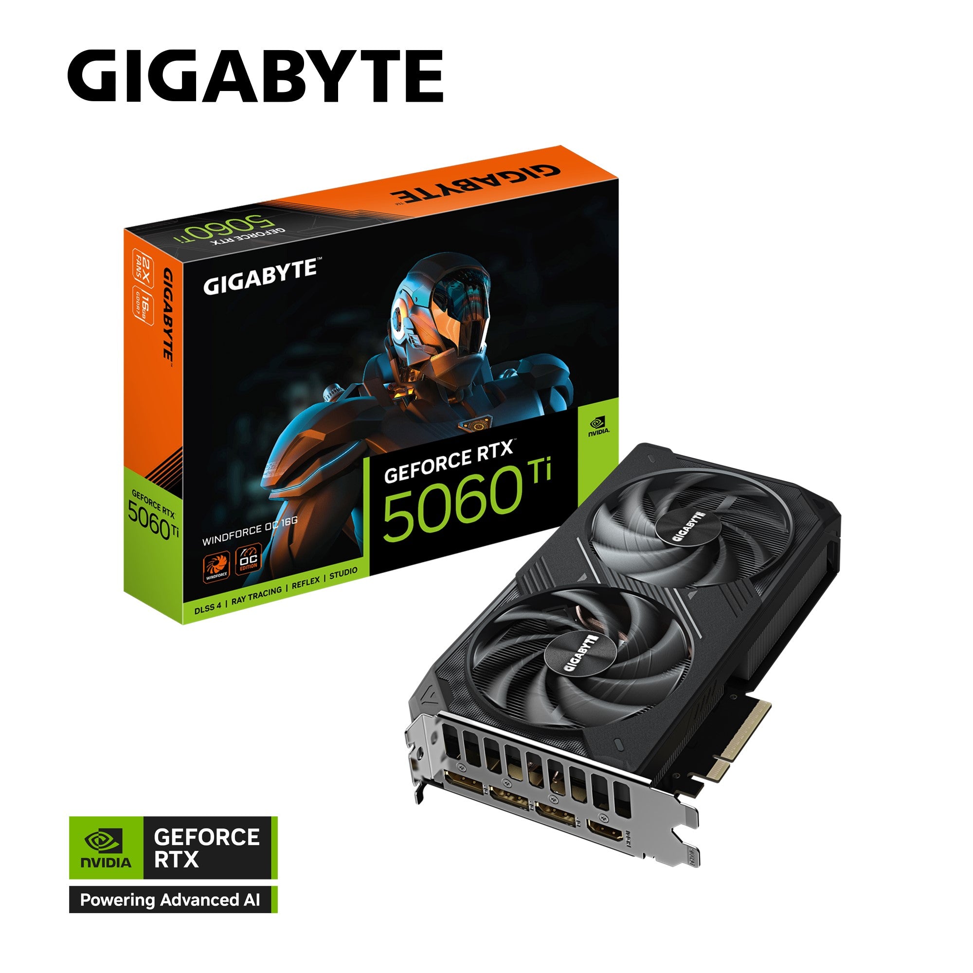Gigabyte GeForce RTX 5060 Ti WINDFORCE OC 16G, 2587 MHz, CUDA TBD, 28 Gbps, GDDR7, 128 bit, PCI-E 5.0, PSU 650W, DisplayPort 2.1b *3 HDMI 2.1b *1