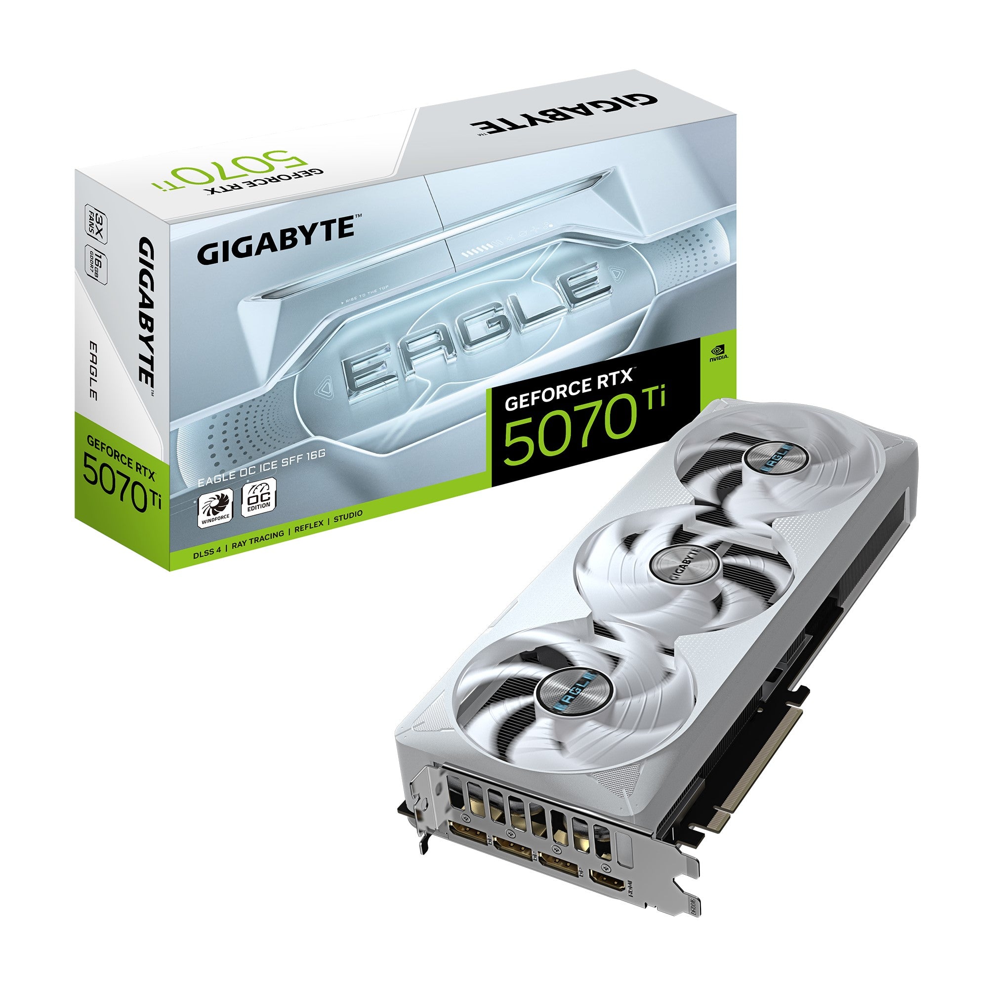 Gigabyte GeForce RTX 5070 Ti EAGLE OC ICE SFF 16G, 2542 MHz, CUDA 8960, 28 Gbps, GDDR7, 256 bit, PCI-E 5.0, PSU 750W,DisplayPort 2.1b  HDMI 2.1b x1