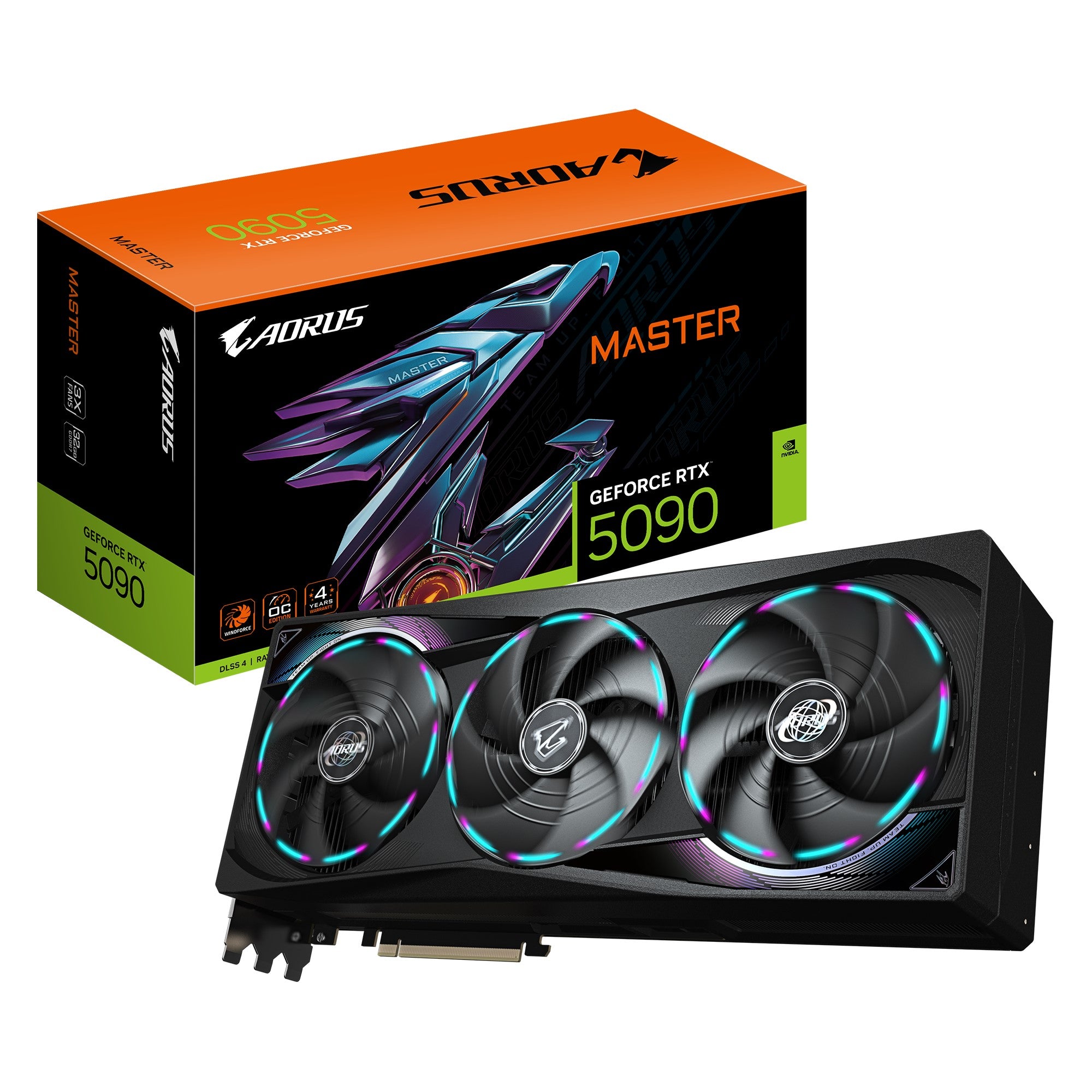 Gigabyte AORUS GeForce RTX 5090 MASTER 32G, 2655 MHz, CUDA 21760, 28 Gbps, GDDR7, 512 bit, PCI-E 5.0, PSU 1000W, DisplayPort 2.1b *3 HDMI 2.1b *1