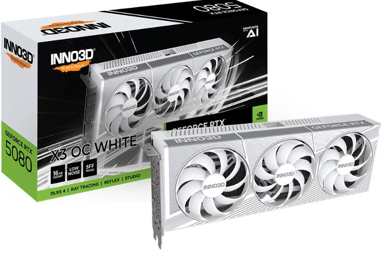 Inno3D nVidia GeForce RTX 5080 X3 OC White 16GB GDDR7 2640MHz Boost Clock, RAM 30Gbps, 3xDP, 1xHDMI 300x120x50mm
