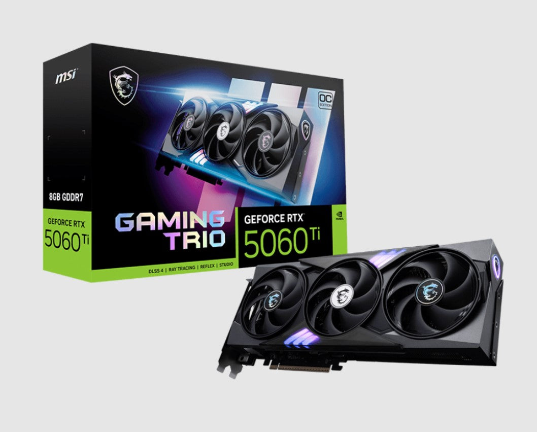 MSI nVidia GeForce RTXâ„¢ 5060 Ti 8G GAMING TRIO OC, PCI Express Gen 5 x 16, Boost: 2647 MHz, CUDA 4608 Units, 8GB GDDR7, HDMIâ„¢ x 1