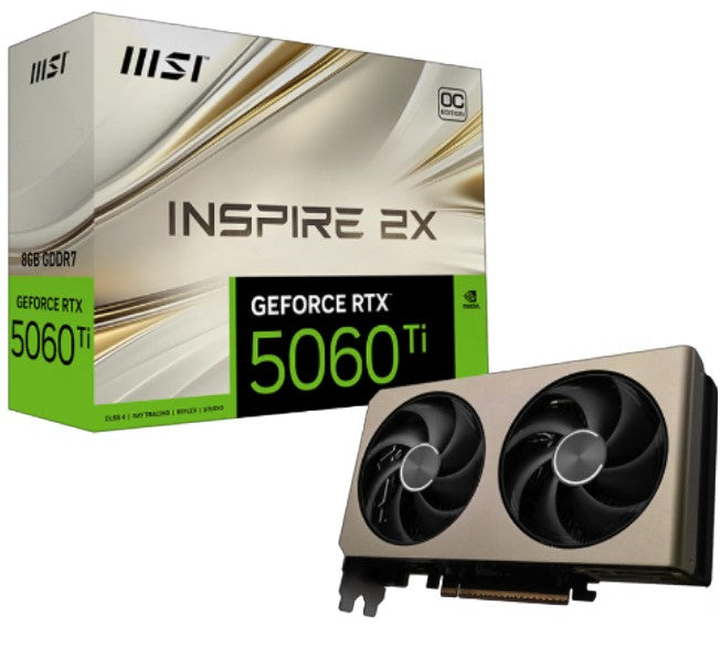 MSI nVidia GeForce RTXâ„¢ 5060 Ti 8G INSPIRE 2X OC, PCI Express Gen 5 x 16, Boost: 2617 MHz, CUDA 4608 Units, 8GB GDDR7, HDMIâ„¢ x 1