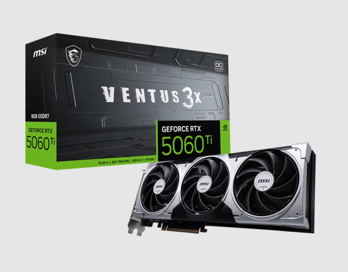 MSI nVidia GeForce RTXâ„¢ 5060 Ti 8G VENTUS 3X OC, PCI Express Gen 5 x 16, Boost: 2602 MHz, CUDA 4608 Units, 8GB GDDR7, HDMIâ„¢ x 1